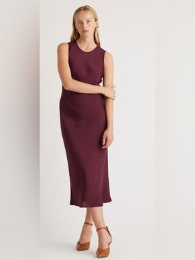 Quince Washable Stretch Silk Tank Midi Dress Bias Cut Sleeveless Size M